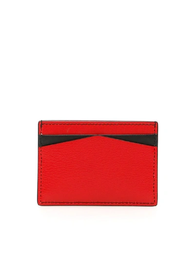 Shop Alexander Mcqueen Skull Credit Card Holder In New Red Black (red)