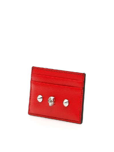 Shop Alexander Mcqueen Skull Credit Card Holder In New Red Black (red)