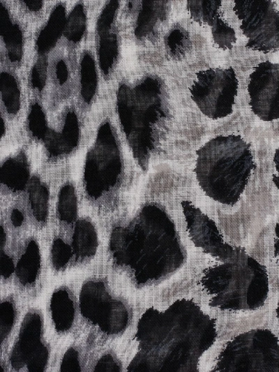 Shop Saint Laurent Leopard Print Scarf In Graphite/black