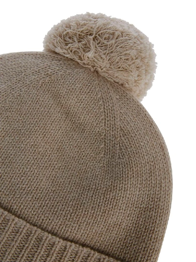 Shop Agnona Cable Knit Hat In Beige