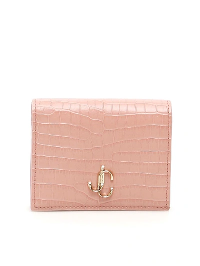 Shop Jimmy Choo Monogram Wallet In Blush (pink)