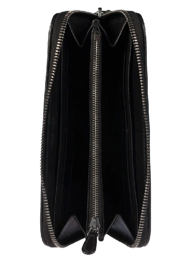 Shop Bottega Veneta Weave Pattern Zip Around Wallet In Black