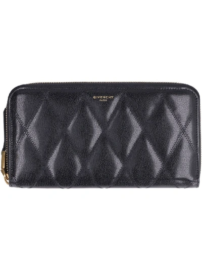 Shop Givenchy Gv3 Leather Zip Around Wallet In Black