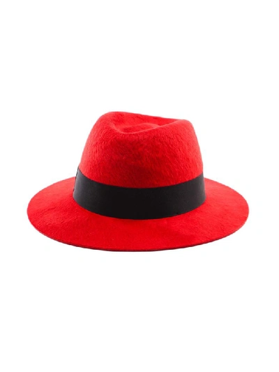 Shop Saint Laurent Fedora Hat In Red/black