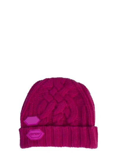 Shop Off-white Knitted Hat In Fucsia