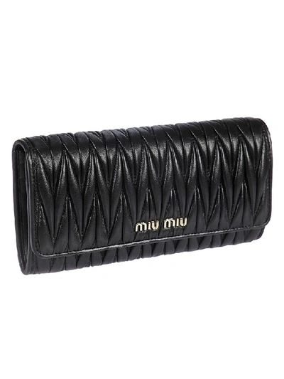 Shop Miu Miu Pattina Continental Wallet In Black