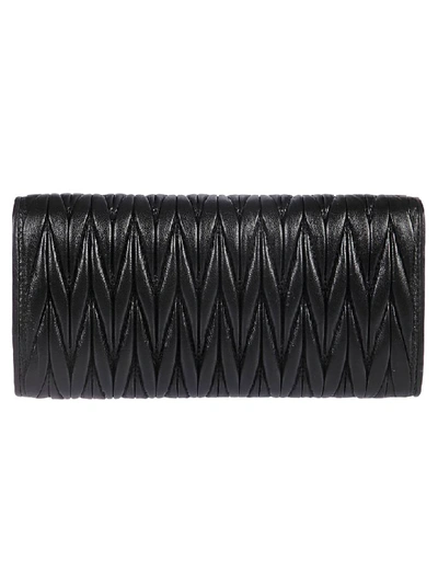 Shop Miu Miu Pattina Continental Wallet In Black