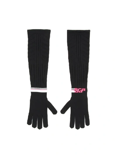 Shop Prada Techno Nylon Long Gloves In Nero Pink (black)