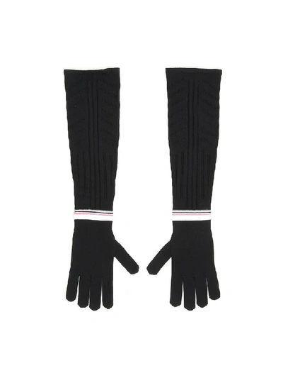 Shop Prada Techno Nylon Long Gloves In Nero Pink (black)