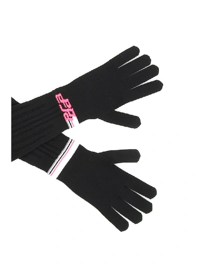 Shop Prada Techno Nylon Long Gloves In Nero Pink (black)