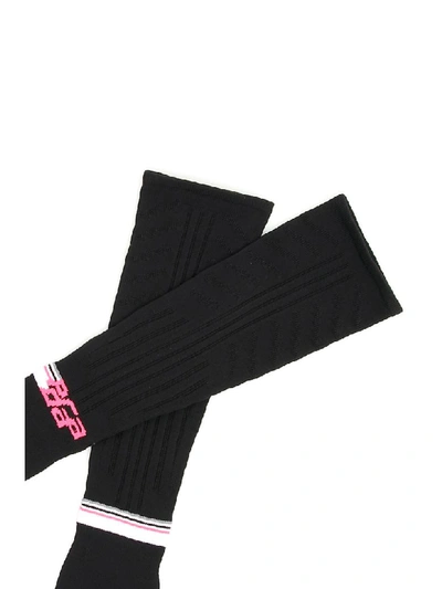 Shop Prada Techno Nylon Long Gloves In Nero Pink (black)