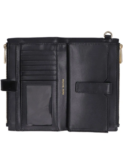 Shop Michael Kors Adele Grainy Leather Smartphone Wallet In Black