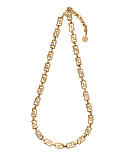 Shop Versace Grecamania Necklace In Oro