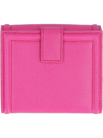Shop Ferragamo Vara Bow Leather Wallet In Fuchsia