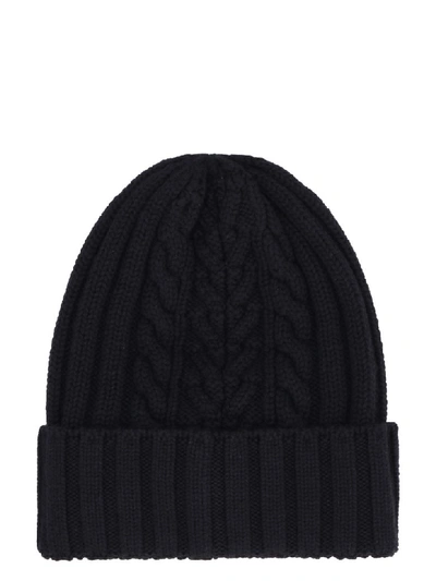 Shop Moncler Cable Knit Beanie In Black