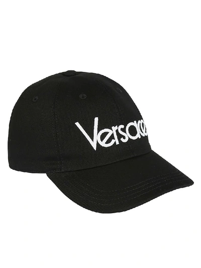 Shop Versace Logo Cap In Black/white