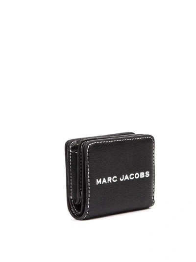 Shop Marc Jacobs Compact Tag Black Hammered Leather Wallet