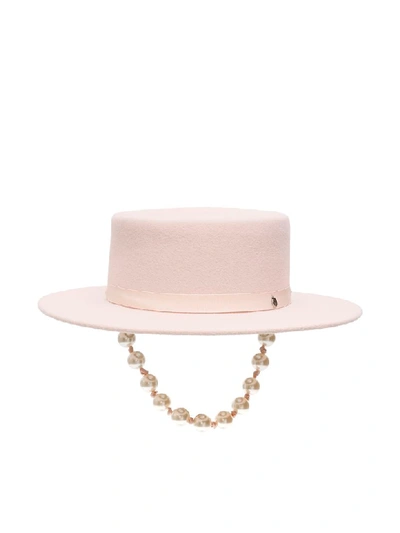 Shop Maison Michel Kiki Hat In Baby Pink (pink)