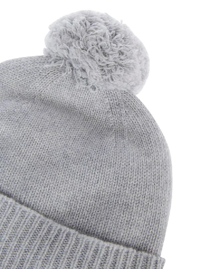 Shop Agnona Cable Knit Hat In Grey