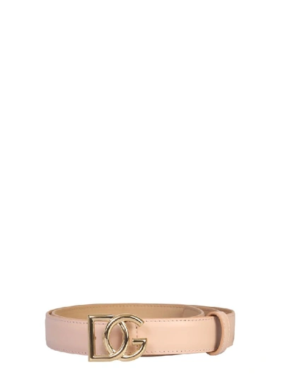 Shop Dolce & Gabbana Leather Belt In Nude