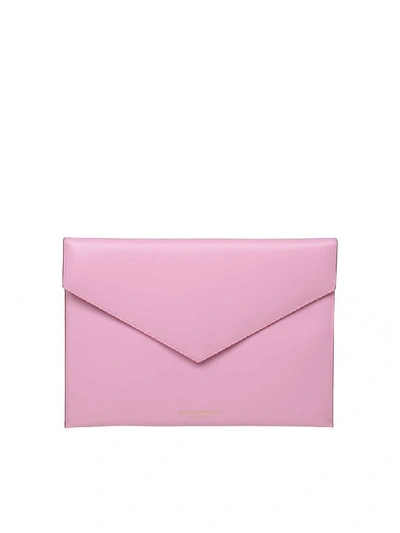 Shop Dolce & Gabbana Flat Envelope In Smooth Calf Color Pink