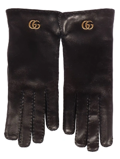 Shop Gucci Gg Maya Gloves In Black/green/red