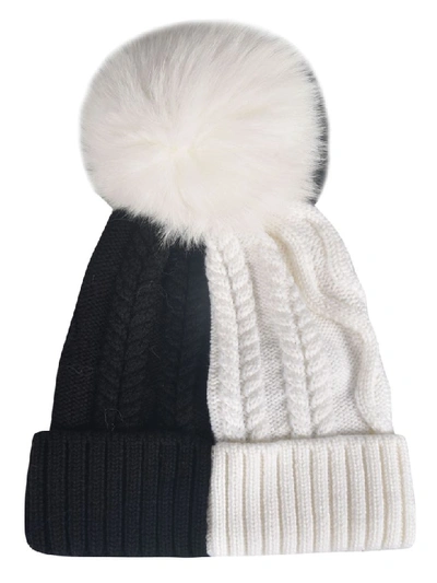 Shop Moncler Contrast Color Beanie In White/black