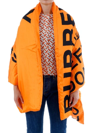 Shop Burberry Silk Scarf Horseferry In Orange