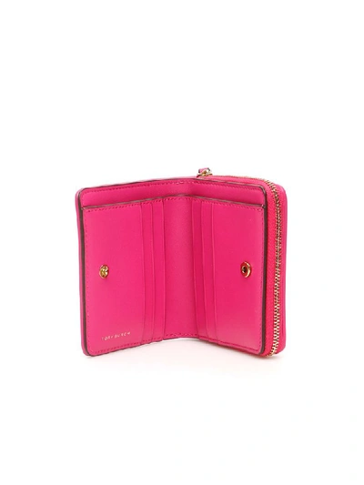 Shop Tory Burch Kira Chevron Bi-fold Wallet In Crazy Pink (fuchsia)