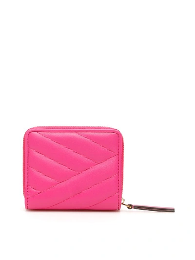 Shop Tory Burch Kira Chevron Bi-fold Wallet In Crazy Pink (fuchsia)