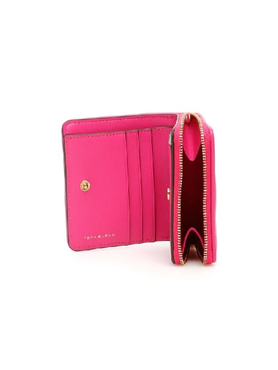 Shop Tory Burch Kira Chevron Bi-fold Wallet In Crazy Pink (fuchsia)