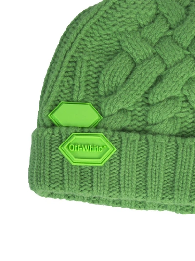 Shop Off-white Knitted Hat In Verde