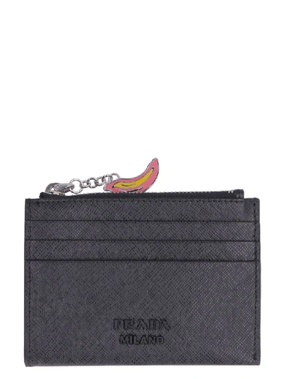 Shop Prada Saffiano Leather Card Holder In Black