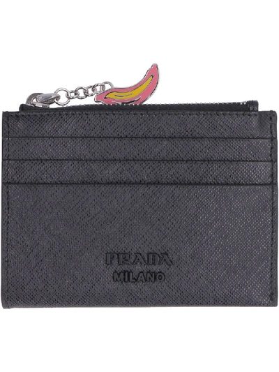 Shop Prada Saffiano Leather Card Holder In Black