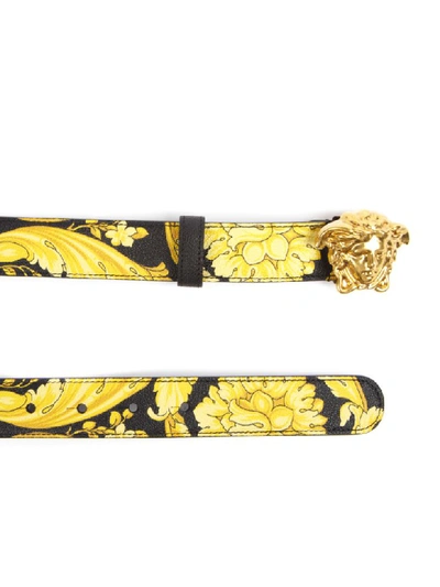 Shop Versace Medusa Baroque Leather Belt In Black/gold