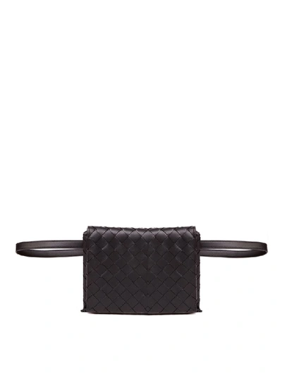 Shop Bottega Veneta Black Leather Braided Belt Bag