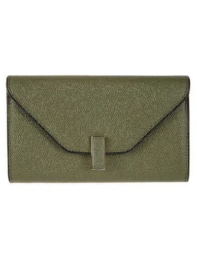 Shop Valextra Foldover Top Wallet In Military Green
