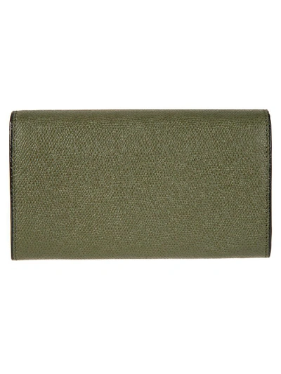 Shop Valextra Foldover Top Wallet In Military Green