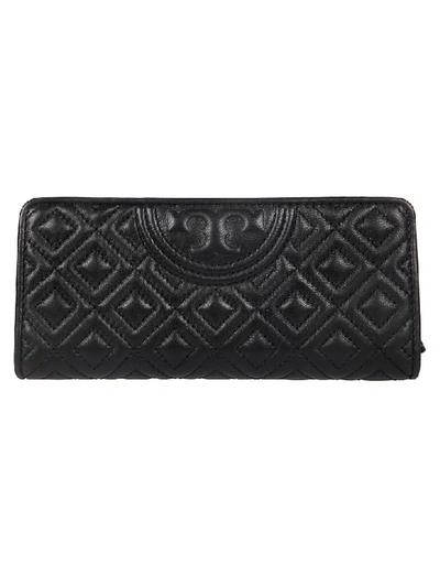 Shop Tory Burch Quilted Embossed Logo Continental Wallet In Black