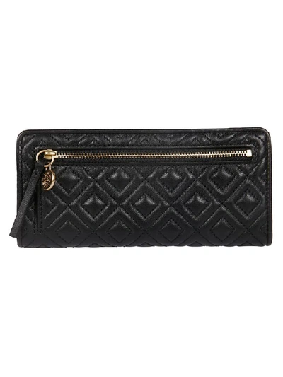 Shop Tory Burch Quilted Embossed Logo Continental Wallet In Black