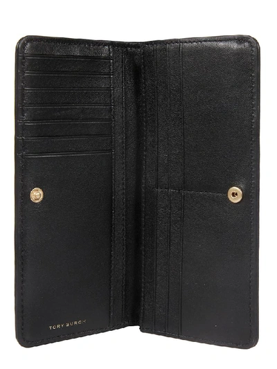 Shop Tory Burch Quilted Embossed Logo Continental Wallet In Black