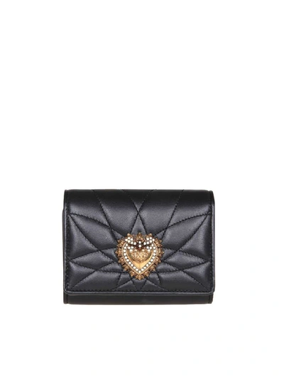 Shop Dolce & Gabbana Small Devotion Continental Wallet In Matelasse Nappa In Black