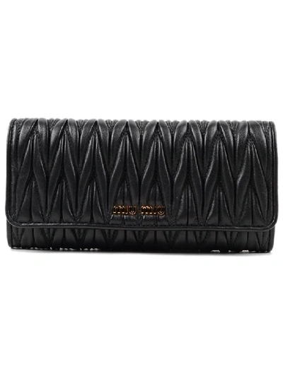 Shop Miu Miu Quilted Continental Wallet In Nero