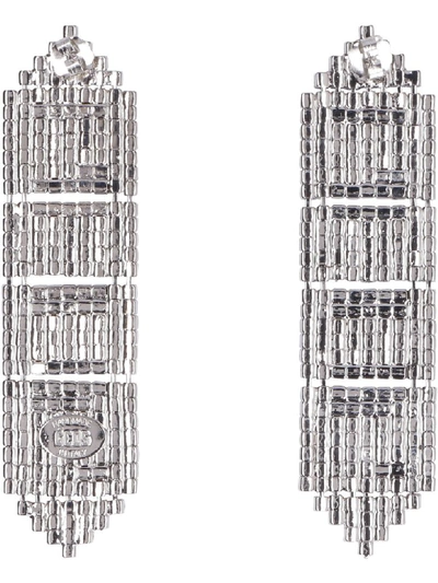 Shop Gcds Logoed Earrings In Silver