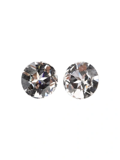 Shop Saint Laurent Smoking Stud Earrings In Oxidized Silver