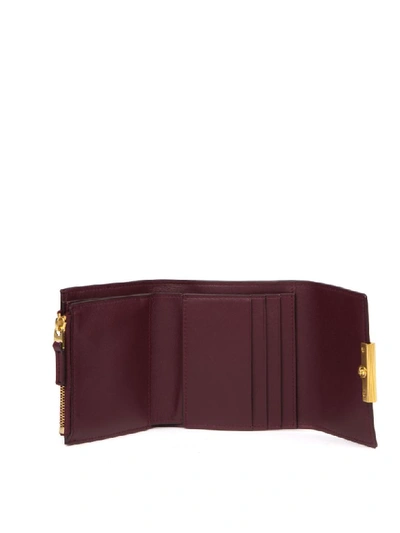 Shop Bottega Veneta Bordeaux Mini Continental Wallet In French Calfskin In Bordeaux/gold