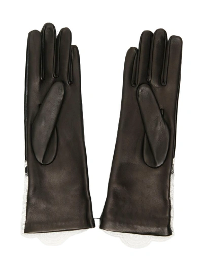 Shop Alessandra Rich Vinyl And Lace Gloves In Black (black)