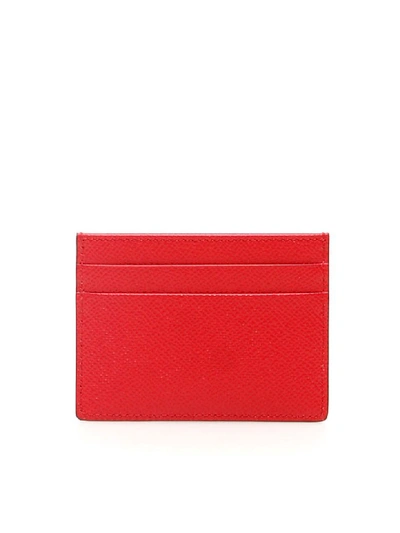 Shop Dolce & Gabbana Leather Cardholder With Crystal Dg In Rosso (red)