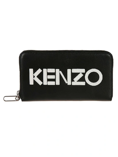 Shop Kenzo Logo Patch Zip Around Wallet In Black