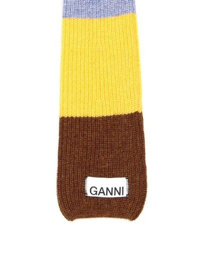 Shop Ganni Multicolor Striped Gloves In Chicory Coffee (yellow)